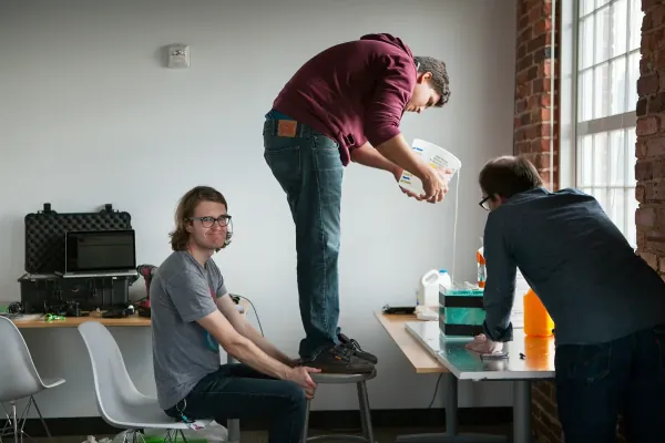 Behind the scenes: the crew setting up the frozen Freddie shoot