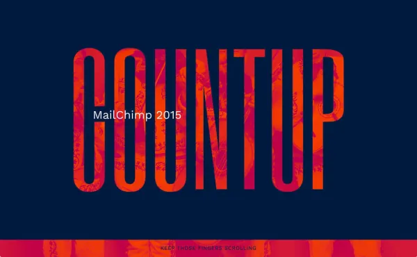 Mailchimp 2015 annual report titled Countup in bold red letters on navy