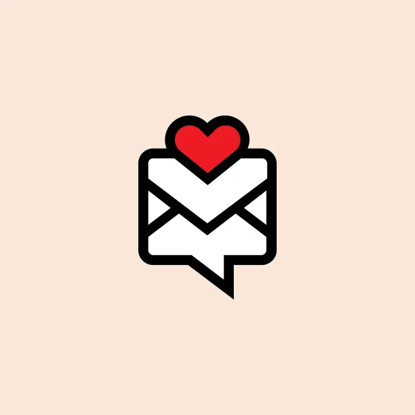 TinyLetter logo, an envelope with a heart